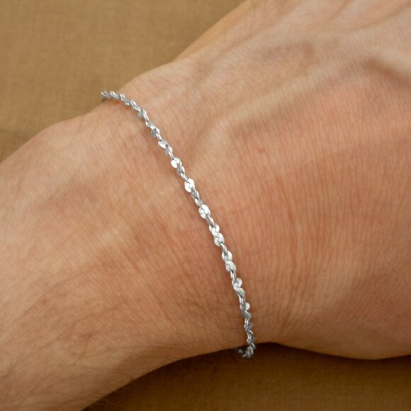 Dainty 7.25" Sterling Silver Bracelet, Stamped 925 ITALY, Real Silver Bracelet - Picture 1 of 10